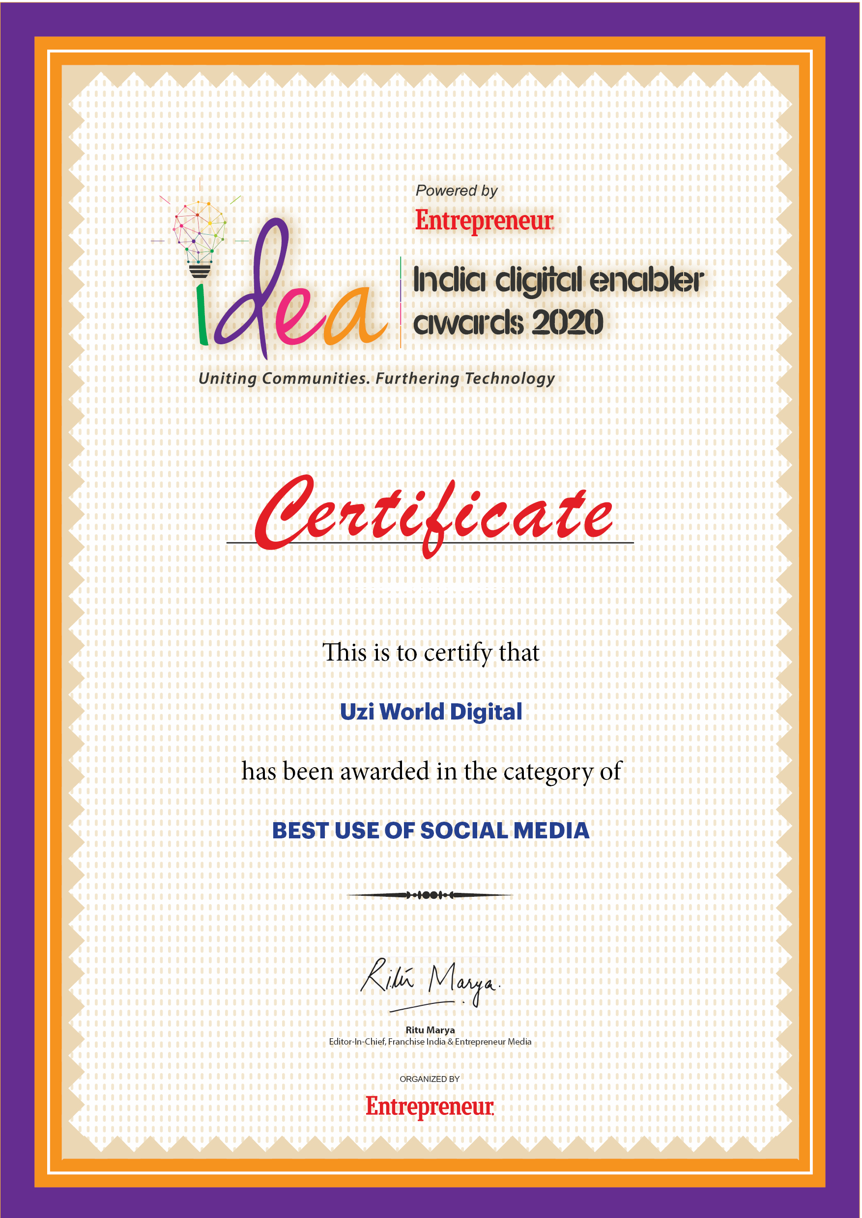 Uzi World Digital Award